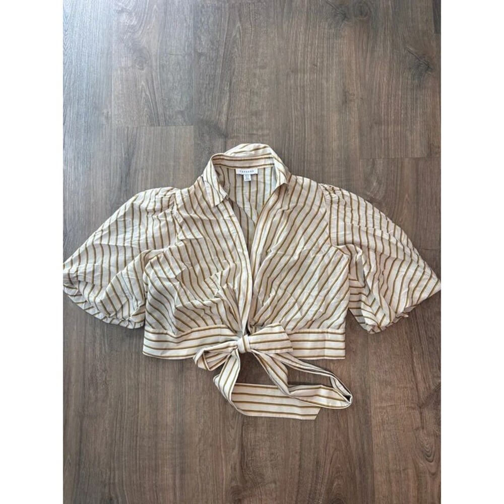 Topshop cropped tie blouse